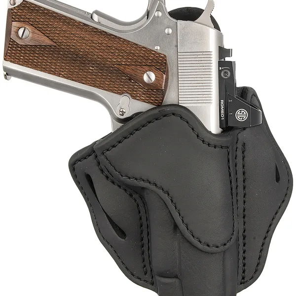 1791 Gunleather ORBH1SSBLR BH1 Optic Ready OWB Stealth Black Leather Belt Slide Fits 4-5" 1911 Right Hand