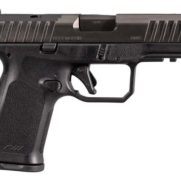 Rost Martin RM1CBLKOSP10CA RM1C *CA Compliant 9mm Luger 10+1 4" Black Compensated Match Grade Barrel, Black Tenifer Optic Ready/Serrated Steel Slide, Black Textured Grip