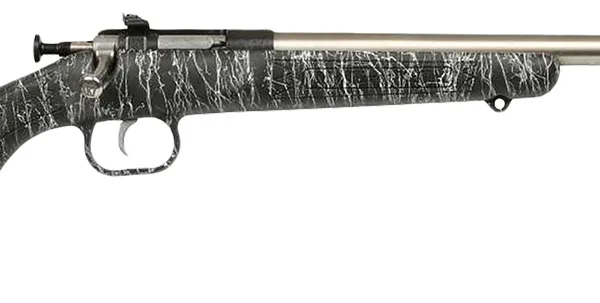 Crickett KSA2444 Gen2  Youth 22 LR 1rd 16.13" Stainless Single Shot Barrel, Stainless Steel Receiver, Black w/White Webbing Fixed Synthetic Stock