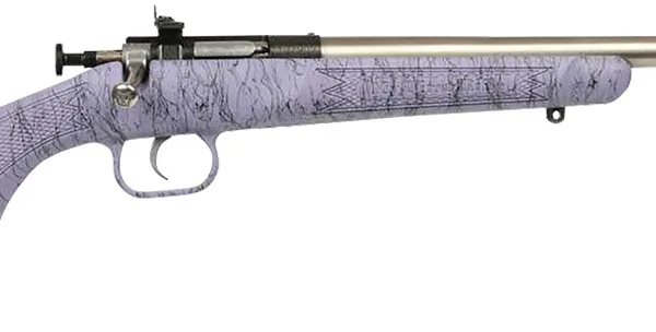 Crickett KSA2445 Gen2  Youth 22 LR 1rd 16.13" Stainless Single Shot Barrel, Stainless Steel Receiver, Purple w/Black Webbing Fixed Synthetic Stock