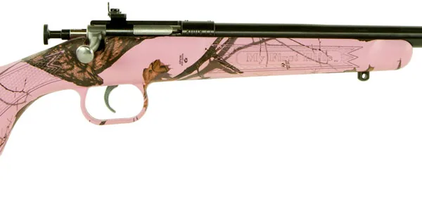 Crickett KSA2161 Youth  22 LR 1rd 16.12" Blued Single Shot Barrel, Blued Stainless Steel Receiver, Mossy Oak Pink Blaze Fixed Synthetic Stock, Right Hand