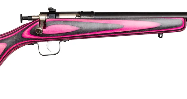 Crickett KSA2225 Youth  22 LR 1rd 16.12" Blued Barrel & Receiver, Fixed Front/Adjustable Rear Peep Sights, Pink/Black Laminate Stock w/11.5" LOP, Rebounding Firing Pin Safety
