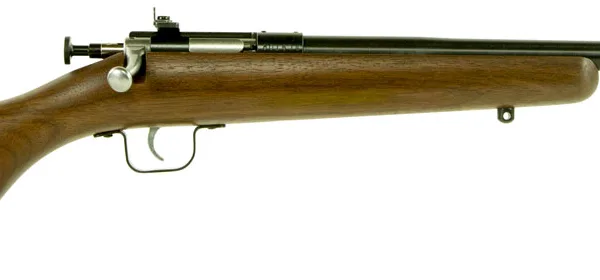 Crickett KSA2238 Youth  22 LR 1rd 16.12" Blued Barrel & Receiver, Fixed Front/Adjustable Rear Peep Sights, Walnut Stock w/11.5" LOP, Rebounding Firing Pin Safety