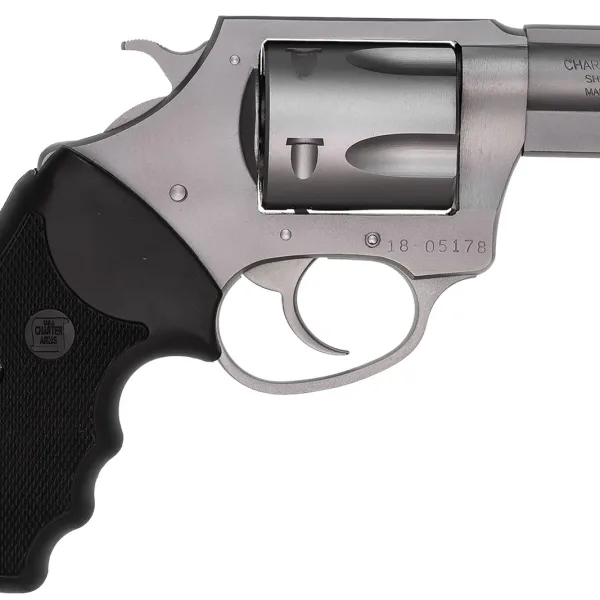 Charter Arms 73520 Mag Pug  Large 357 Mag, 5 Shot 2.20" Matte Stainless Steel Ported Barrel, Matte Stainless Steel Cylinder & Frame w/Black Finger Grooved Rubber Grip