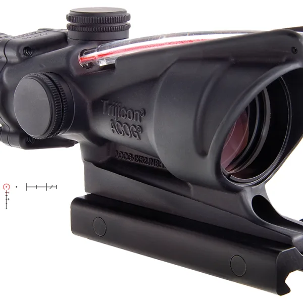 Trijicon 100220 ACOG  Black Hardcoat Anodized 4x32mm Illuminated Red Horseshoe w/ Red Dot 6.8 SPC Reticle