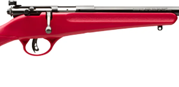Savage Arms 13795 Rascal  Youth 22 LR 1rd 16.13" Matte Black Sporter Barrel, Matte Black Carbon Steel Receiver, Red Fixed Synthetic Stock, Right Hand