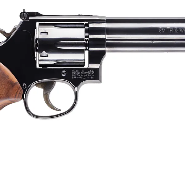 Smith & Wesson 150908 Model 586 Classic 357 Mag or 38 S&W Spl +P Blued Carbon Steel 6" Barrel, 6rd  Cylinder & Square Butt L-Frame, Wood Grip With S&W Medallions