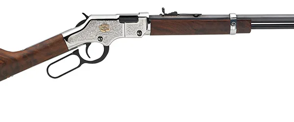 Henry H004AB Golden Boy American Beauty 22 Short, 22 Long or 22 LR Caliber with 16 LR/21 Short Capacity, 20" Blued Barrel, Nickel-Plated Metal Finish & American Walnut Stock Right Hand (Full Size)