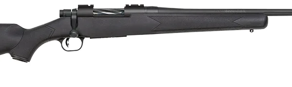 Mossberg 27843 Patriot  Full Size 22-250 Rem 5+1 22" Matte Blued Fluted Barrel, Drilled & Tapped Matte Blued Stainless Steel Receiver, Black Fixed Synthetic Stock, Right Hand