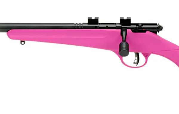 Savage Arms 13842 Rascal FLV-SR Youth 22 LR 1rd 16.12" Matte Blued Heavy Barrel, Matte Blued Carbon Steel Receiver, Pink Synthetic Stock, Left Hand