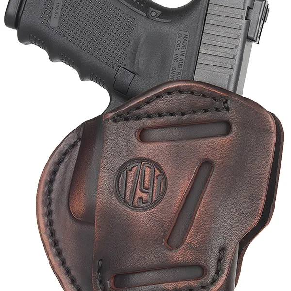1791 Gunleather 3WH3VTGA 3-Way  IWB/OWB Size 03 Vintage Leather Belt Loop Fits Ruger LC9 Fits Glock 26 Ambidextrous Hand