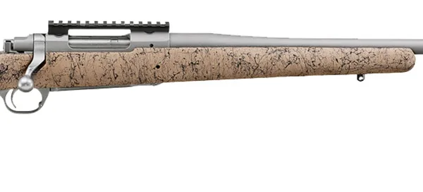 Ruger 57155 Hawkeye FTW Hunter Full Size 300 Win Mag 3+1 24" Matte Stainless Steel Threaded Barrel, Picatinny Rail Stainless Steel Receiver, Speckled Tan/Black HS Precision Synthetic Stock