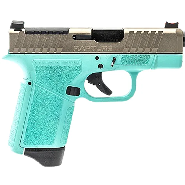 Gforce Arms GF932512RN Rapture  Sub-Compact Frame 9mm Luger 12+1 3.25" Black Barrel, Nickel Steel Optic Cut/Serrated Slide, Robin Egg Blue Cerakote Polymer Frame, Shield RMSc/RMR Footprint