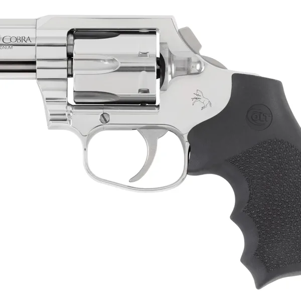 Colt Mfg KCOBRASB2RBB King Cobra  357 Mag 6rd Shot 2" Stainless Steel Barrel, Cylinder & Frame, Black Hogue Overmolded Grip, Exposed Hammer, DAO