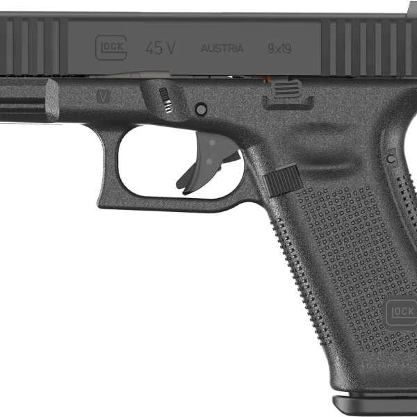 Glock PV4550201 G45 V Crossover 9mm Luger 10+1 4.02" Black GMB Barrel, Black nDLC Steel Serrated Slide, Black Polymer Frame w/Accessory Rail, Textured polymer Grip, Ambidextrous