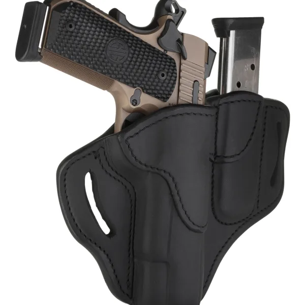 1791 Gunleather BH1M1SBLR BH1M1 Combo OWB 01 Stealth Black Leather Belt Slide Fits 4-5" 1911