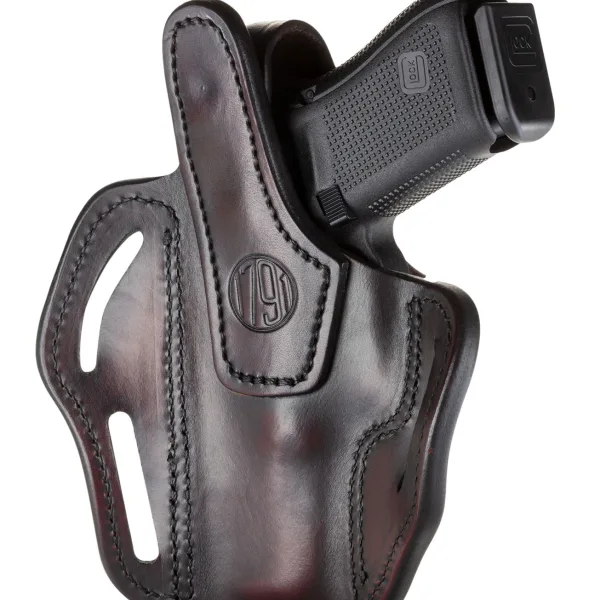 1791 Gunleather BHX3SBRR BHX  OWB Size 03 Signature Brown Leather Belt Slide Compatible w/Glock 17/S&W M&P Shield/Sig P228 Right Hand