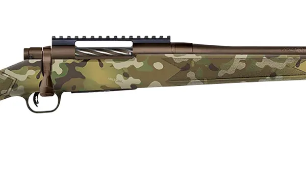 Mossberg 28284 Patriot  Compact 7mm PRC 3+1 20" Patriot Brown Cerakote Threaded Bull Barrel, Patriot Brown Cerakote Steel Receiver w/Picatinny Rail, MultiCam Fixed Synthetic Stock