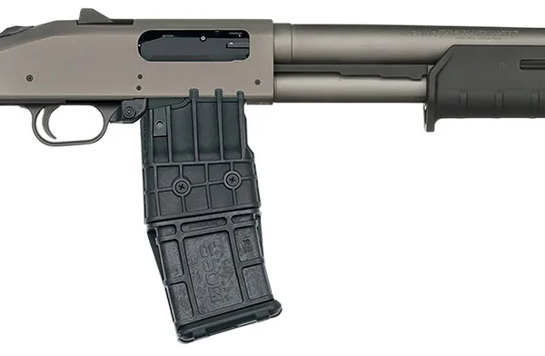 Mossberg 50221 590M  12 Gauge 10+1 18.50" Tungsten Gray Cerakote Barrel & Steel Drilled & Tapped Receiver, Magpul SGA Black Synthetic Stock