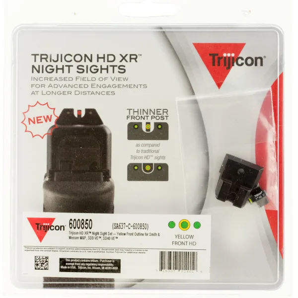 Trijicon 600850 HD XR Night Sights  Green/Tritium Yellow Outline Front Sight-Green Tritium Black Outline Rear Sight Smith & Wesson M&P/M&P M2.0/SD9 VE