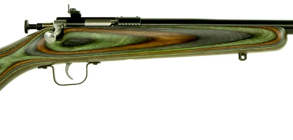 Crickett KSA2252 Youth  22 LR 1rd 16.12" Blued Barrel & Receiver, Fixed Front/Adjustable Rear Peep Sights, Camo Laminate Stock w/11.5" LOP, Rebounding Firing Pin Safety