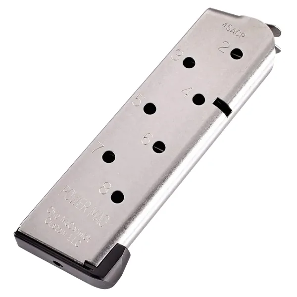 CMC Products 16132C Power Mag  8rd 45 ACP Fits 1911 Officer Black Stainless Steel