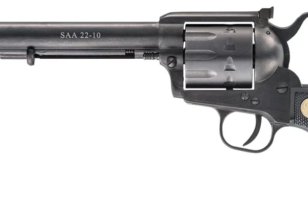 Chiappa Firearms CF340170 SAA 1873  Medium Frame 22 LR 10 Shot, 7.50" Blued Steel Barrel, Blued Steel Frame, Blued Cylinder, Black Plastic Grip, Exposed Hammer