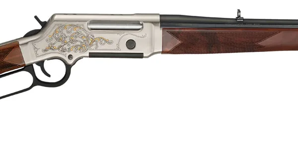 Henry H014D243 Long Ranger Deluxe Full Size 243 Win 4+1 20" Blued Steel Barrel, Engraved Nickel-Plated w/24K Gold Inlay Steel Receiver, American Walnut Stock Right Hand
