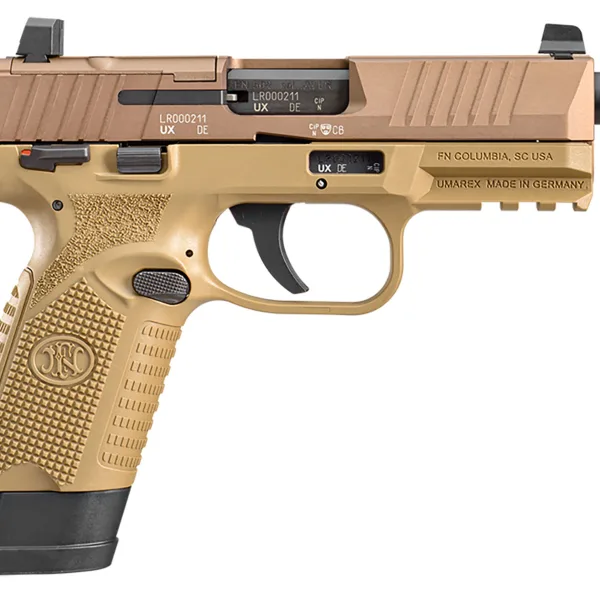 FN 66101009 502 Tactical 22 LR 10+1 4.60" Black Steel Threaded Barrel, Flat Dark Earth Optic Ready/Serrated Slide & Polymer Frame w/Picatinny Rail, FDE Textured Polymer Grip, Ambidextrous