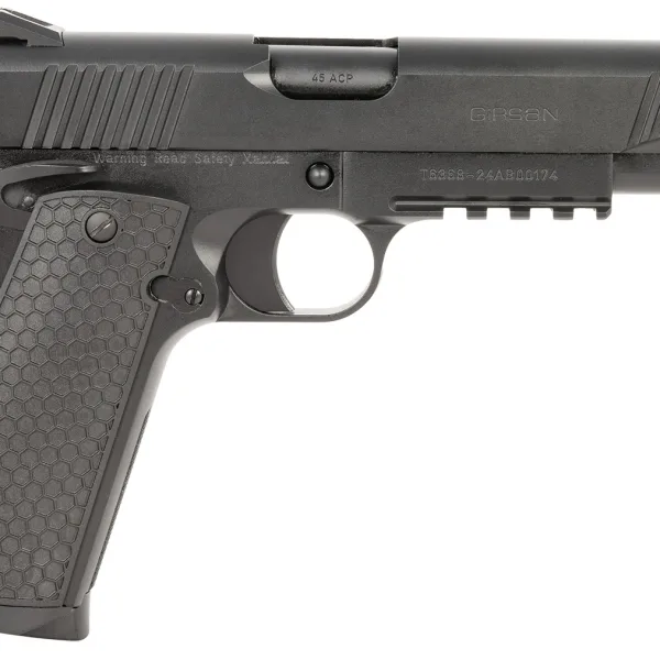 Girsan 392060 MC1911 S Untouchable Full Size 45 ACP 8+1 5" Black Steel Barrel, Black Serrated Steel Slide & Frame w/Beavertail & Picatinny Rail, Black Polymer Grip