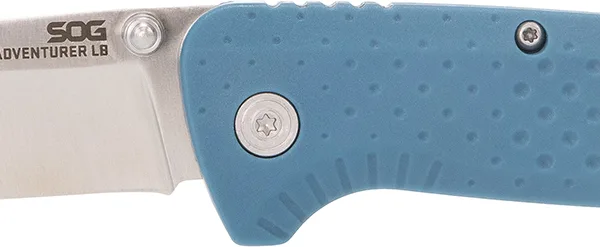 S.O.G SOG13110343 Adventure LB 3.50" Folding Drop Point Plain Satin 5Cr13MoV SS Blade, Nordic Blue Textured GRN Handle