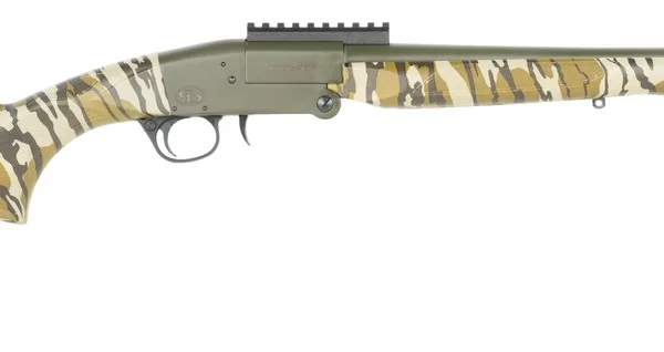 Charles Daly 930426 101  Compact 20 Gauge Break Open 3" 1rd Black Steel Single Shot Barrel & Receiver w/Picatinny Rail, Fixed Mossy Oak Bottomland Synthetic Stock, Beretta Benelli Mobil Choke System