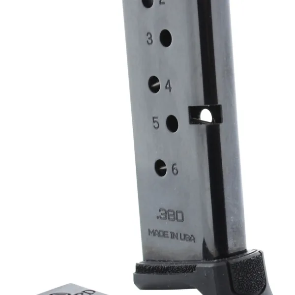 DuraMag 6X38141205RCPD Replacement  Black Detachable 6rd 380 ACP for Ruger LCP/LCP II