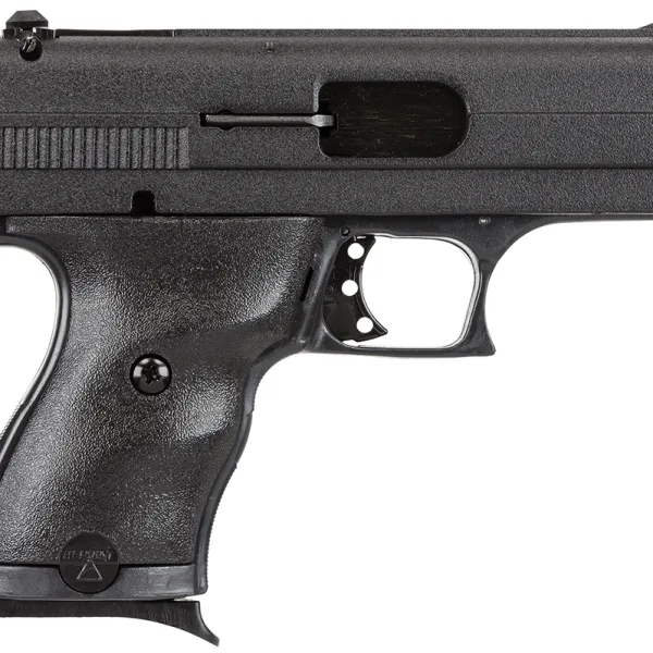 Hi-Point 916HCT1 C9  9mm Luger 8+1 3.50" Black Steel Barrel, Black Powder Coated Serrated Steel Slide, Black Polymer Frame, Black Plastic Grip, MTM Case, Tuff1 Grip