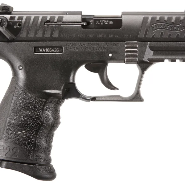 Walther Arms 5120700 P22 Q 22 LR Caliber with 3.42" Threaded Barrel, 10+1 Capacity, Black Finish Picatinny Rail Frame, Serrated Matte Black Tenifer Zinc Alloy Slide & Interchangeable Backstrap Grip