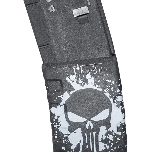 Mission First Tactical EXDPM556PSSWH Extreme Duty  30rd 223 Rem/5.56x45mm Fits AR-15/M4 Black w/White Punisher Skull Splatter Polymer