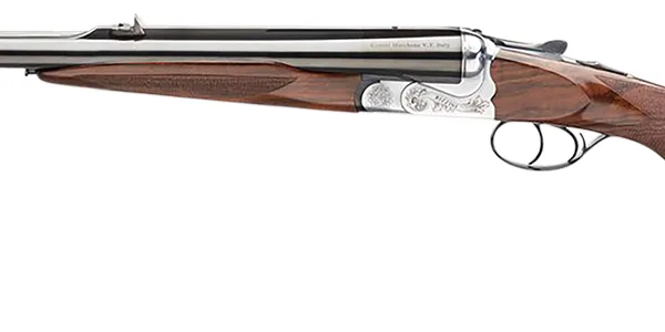 Rizzini USA 7001500 Rhino Express  500 Nitro Express 2rd 26" Gloss Blued 26" Chrome-Lined Barrel Coin Anodized Silver Engraved Steel Oiled Turkish Walnut Ambidextrous Hand