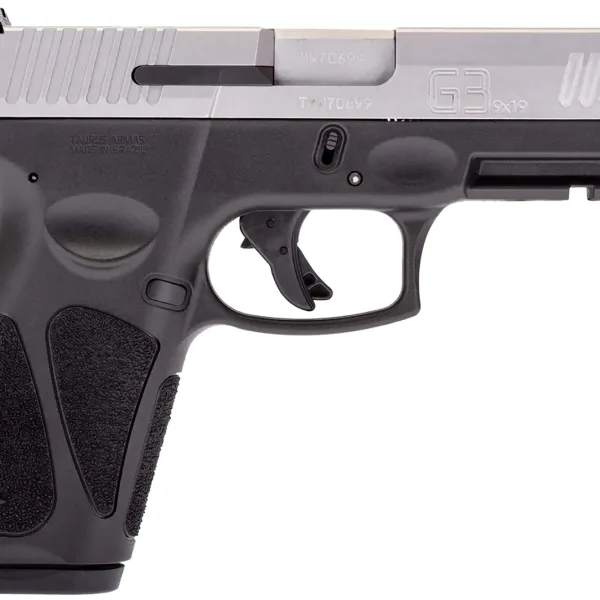 Taurus 1-G3B949-15 G3  Full Size Frame 9mm Luger 15+1 4" Matte Stainless Steel Barrel, Matte Serrated Stainless Steel Slide, Black Polymer Frame w/Picatinny Rail, Polymer Grip, Right Hand