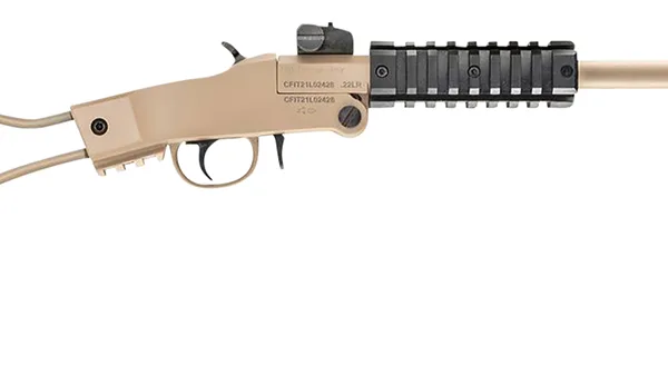 Chiappa Firearms 500255 Little Badger  Full Size 22 LR, 1 Shot 16.50" Desert Sand Cerakote Steel Barrel, Desert Sand Cerakote Quad Picatinny Receiver, Desert Sand Cerakote Wire Frame Stock, Right Hand