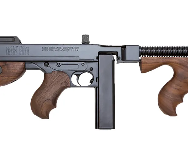 Thompson T114 1927A-1 Deluxe 45 ACP Caliber with 16.50" Barrel, 20+1 Capacity (Stick), Blued Metal Finish, American Walnut Stock Wood Grip Fixed Compensator Right Hand