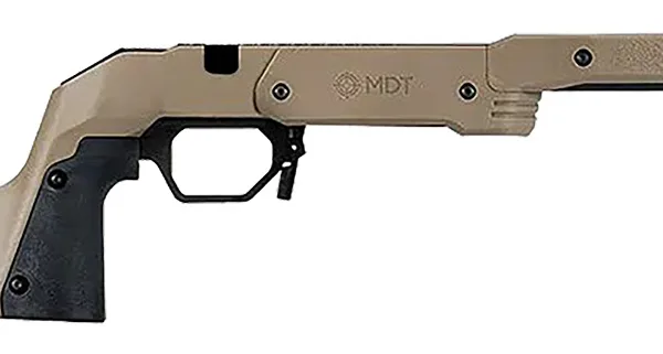 Mdt Sporting Goods Inc 104690FDE XRS Chassis FDE Aluminum Core with Polymer Panels, Adj. Cheekrest, M-LOK Forend, Interchangeable Grips, AICS Mag Compatible, Fits Short Action Howa 1500