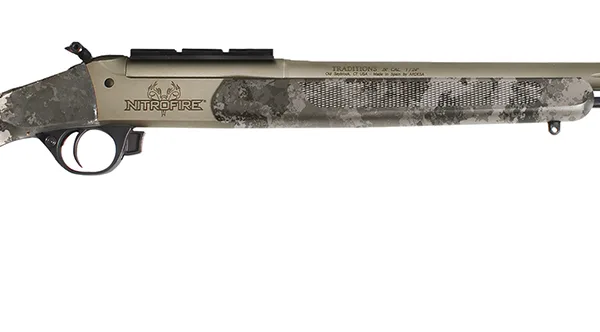 Traditions CR846604534B NitroFire Pro 50 Cal 209 Primer Tungsten Cerakote 26" Fluted/Threaded w/VAPR twist Barrel, Drilled & Tapped Receiver, Veil Alpine Adj Cheek Piece & LOP Synthetic Stock