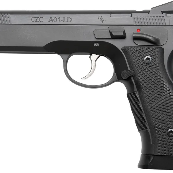 Cz Custom Shop 96336 A01-LD  9mm Luger 19+1 5" Match Grade Bull Barrel, Black Optic Cut/Serrated Steel Slide, Black Polycoat Steel Frame w/Beavertail, Black G10 Grip, Long Dustcover