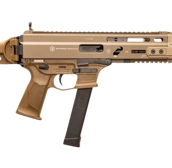 Grand Power 810091158029 Stribog SP9A3G 9mm Luger 16" Black Barrel, Flat Dark Earth Receiver, Polymer Stock & Grip