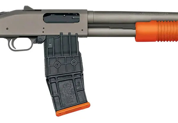 Mossberg 50220 590M  12 Gauge 10+1 18.50" Tungsten Gray Cerakote Barrel & Steel Drilled & Tapped Receiver, Magpul SGA Safety Orange Synthetic Stock