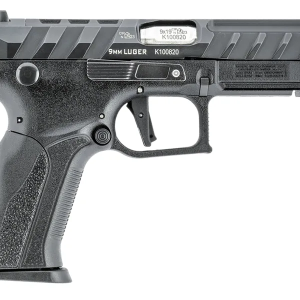 Grand Power 8588005808668 Q100 Mk23 9mm Luger 15+1 4.25" Stainless Rotating Barrel, Black Steel Optic Ready/Serrated Slide, Black Steel Frame w/Accessory Rail & Beavertail, Textured Grip