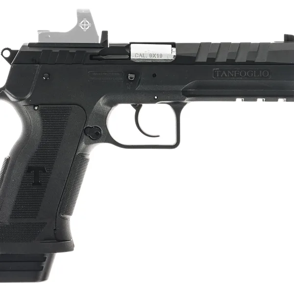 Tanfoglio TFFDT9RS Force Duty Tactical 9mm Luger 20+1 4.90" Stainless Threaded Barrel, Black Steel Optic Ready/Serrated Slide, Black Polymer Frame w/Beavertail & Picatinny Rail, Textured Grip