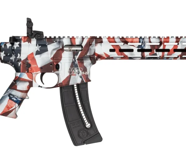Smith & Wesson 14714 M&P15-22 Sport Flag 22 LR 25+1 16.50" Black Threaded Barrel, US Flag Cerakote Polymer Receiver w/Picatinny Rail, M-LOK Handguard, US Flag 6 Position CAR Polymer & AR Polymer Grip