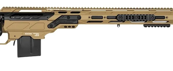 Cadex Inc CDX33LITE33827BR30I2D3 CDX-33 Lite 338 Lapua Mag 5+1 27" Black DLC Fluted Threaded Barrel, Hybrid Tan Cerakote Receiver w/Picatinny Rail, M-LOK Handguard, Adjustable Folding Hybrid Tan Butts