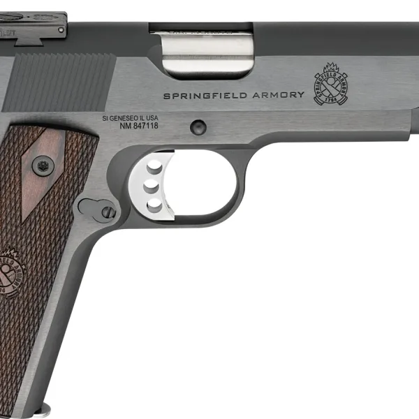 Springfield Armory PX9420ADJ 1911 Garrison Full Size 45 ACP 7+1 5" Stainless Match Grade Barrel, Blued Carbon Steel Serrated Slide, Blued Carbon Steel Frame w/Beavertail, Thinline Wood Grip